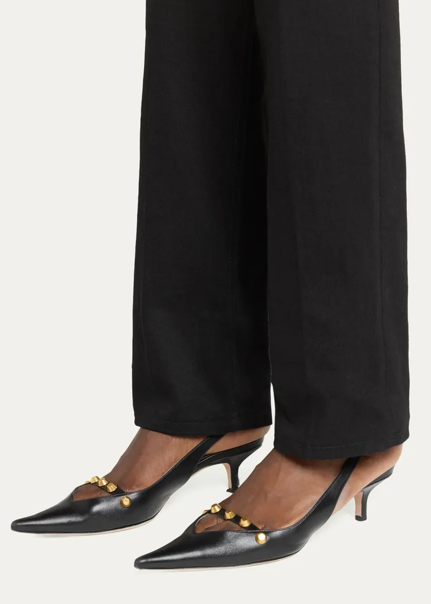 Balenciaga 45mm Midnight City Studded Leather Slingback Pumps | Thumbnail 2 Balenciaga 45mm Midnight City Studded Leather Slingback Pumps | Thumbnail 2