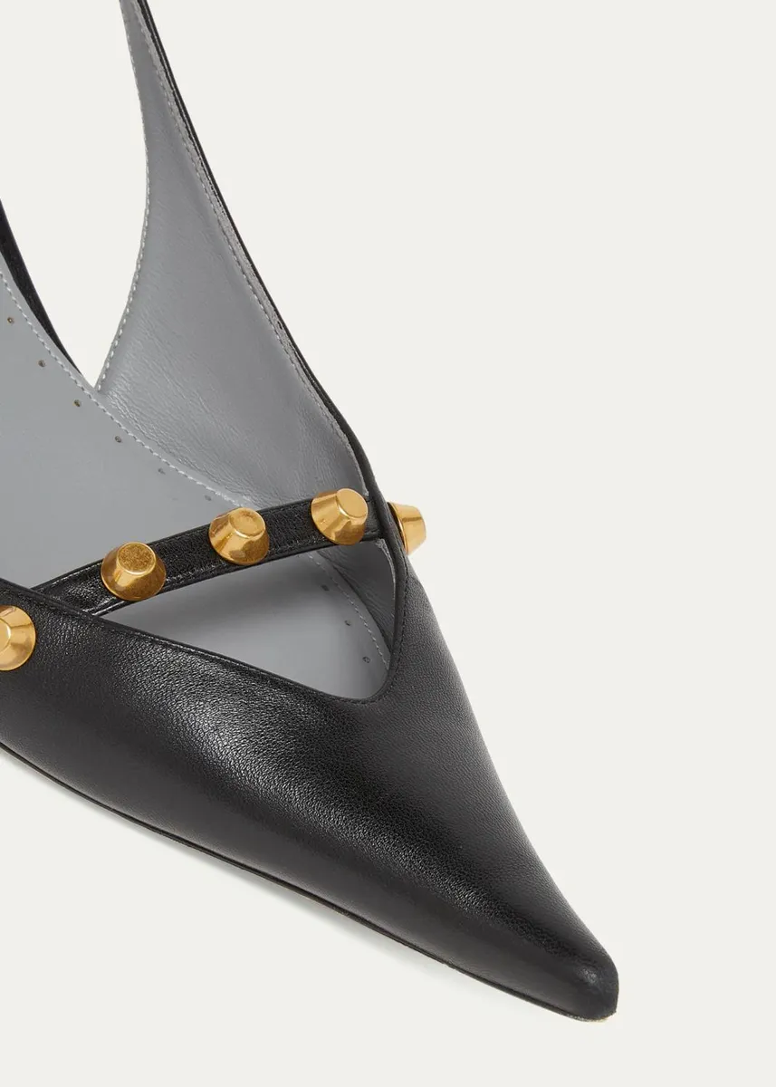 Balenciaga 45mm Midnight City Studded Leather Slingback Pumps | Thumbnail 5 Balenciaga 45mm Midnight City Studded Leather Slingback Pumps | Thumbnail 5