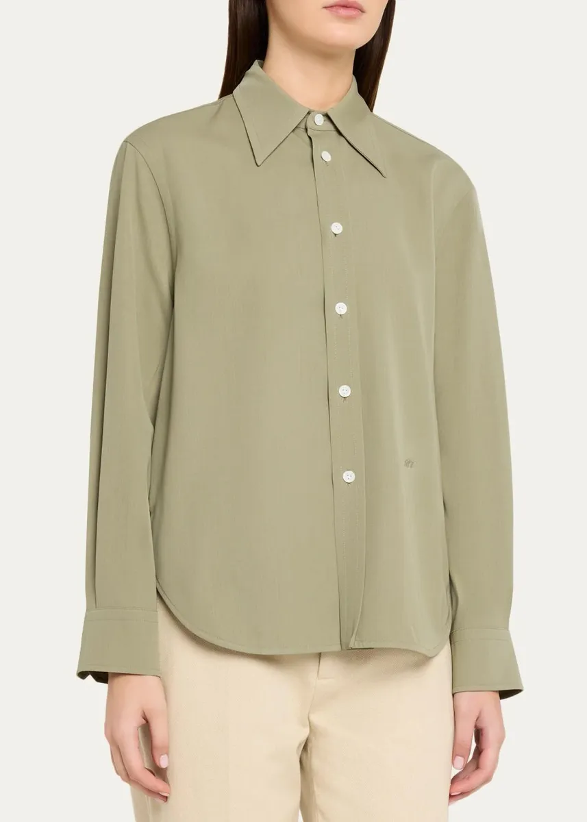 Bottega Veneta Wool Twill Button-Down Shirt | Thumbnail 4 Bottega Veneta Wool Twill Button-Down Shirt | Thumbnail 4