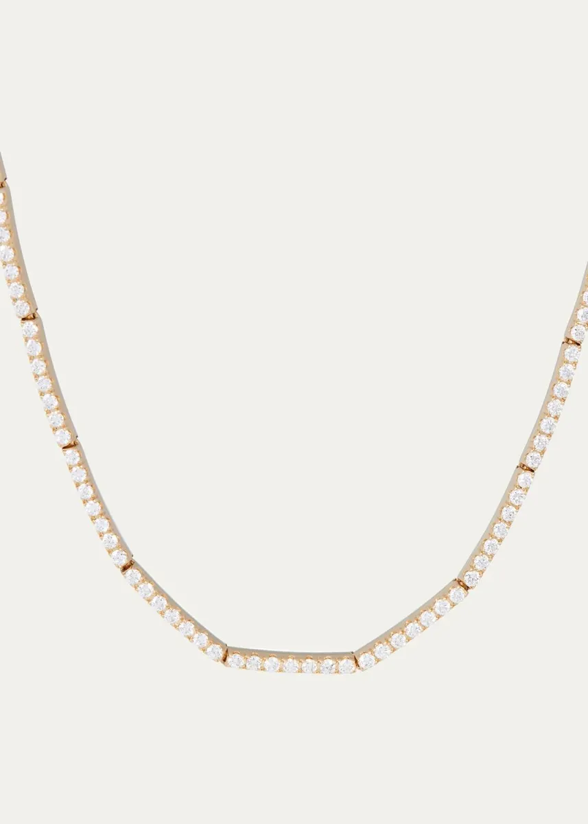 SIDNEY GARBER 18K Yellow Gold Full Diamond Thin Lyra Necklace, 15"L | Thumbnail 3