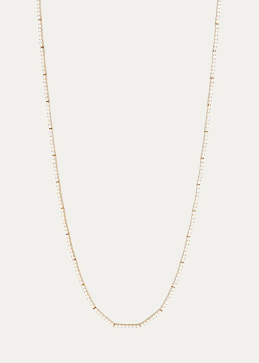 SIDNEY GARBER 18K Yellow Gold Full Diamond Thin Lyra Necklace, 15"L | Thumbnail 4