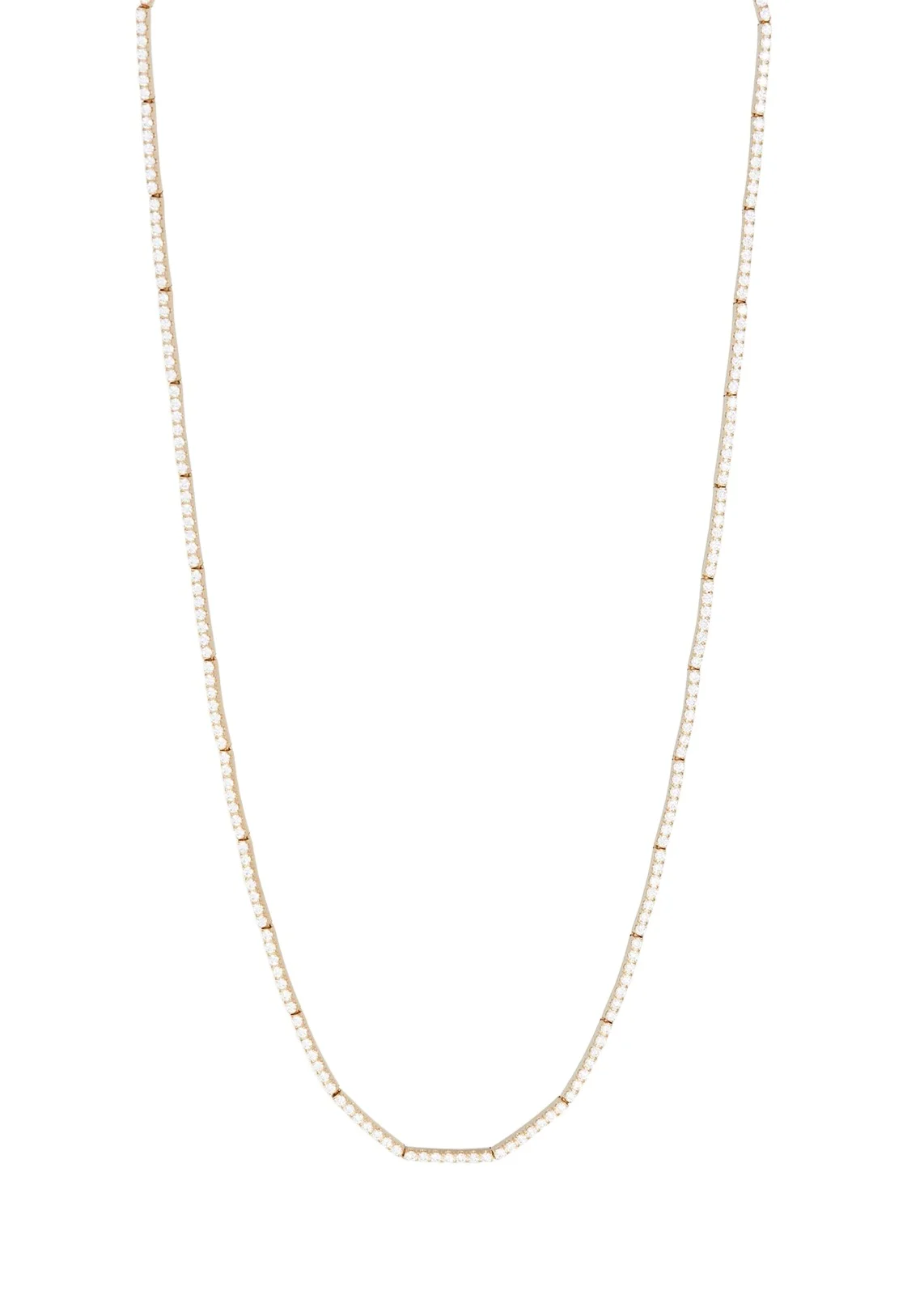 18K Yellow Gold Full Diamond Thin Lyra Necklace, 15"L 18K Yellow Gold Full Diamond Thin Lyra Necklace, 15"L