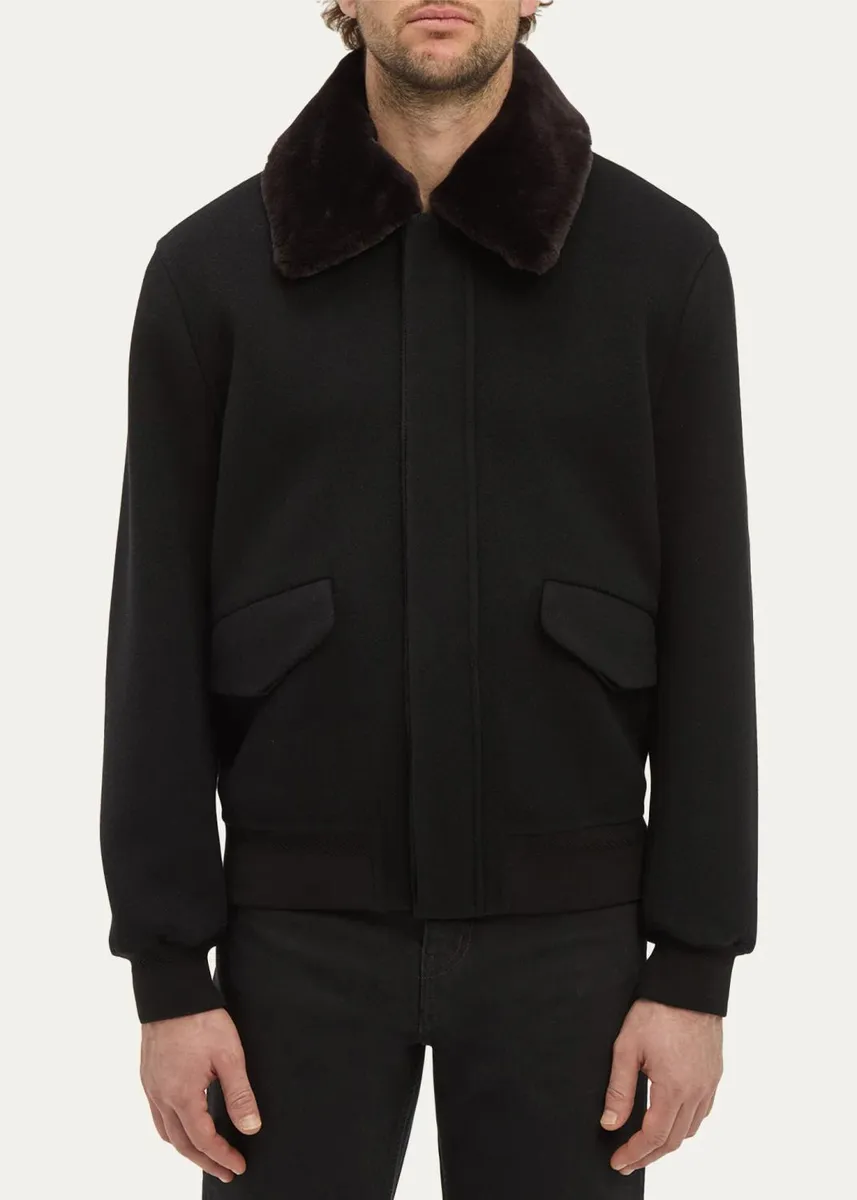 Gabriela Hearst James Faux-Fur Collar Cashmere Bomber Jacket | Thumbnail 2 Gabriela Hearst James Faux-Fur Collar Cashmere Bomber Jacket | Thumbnail 2
