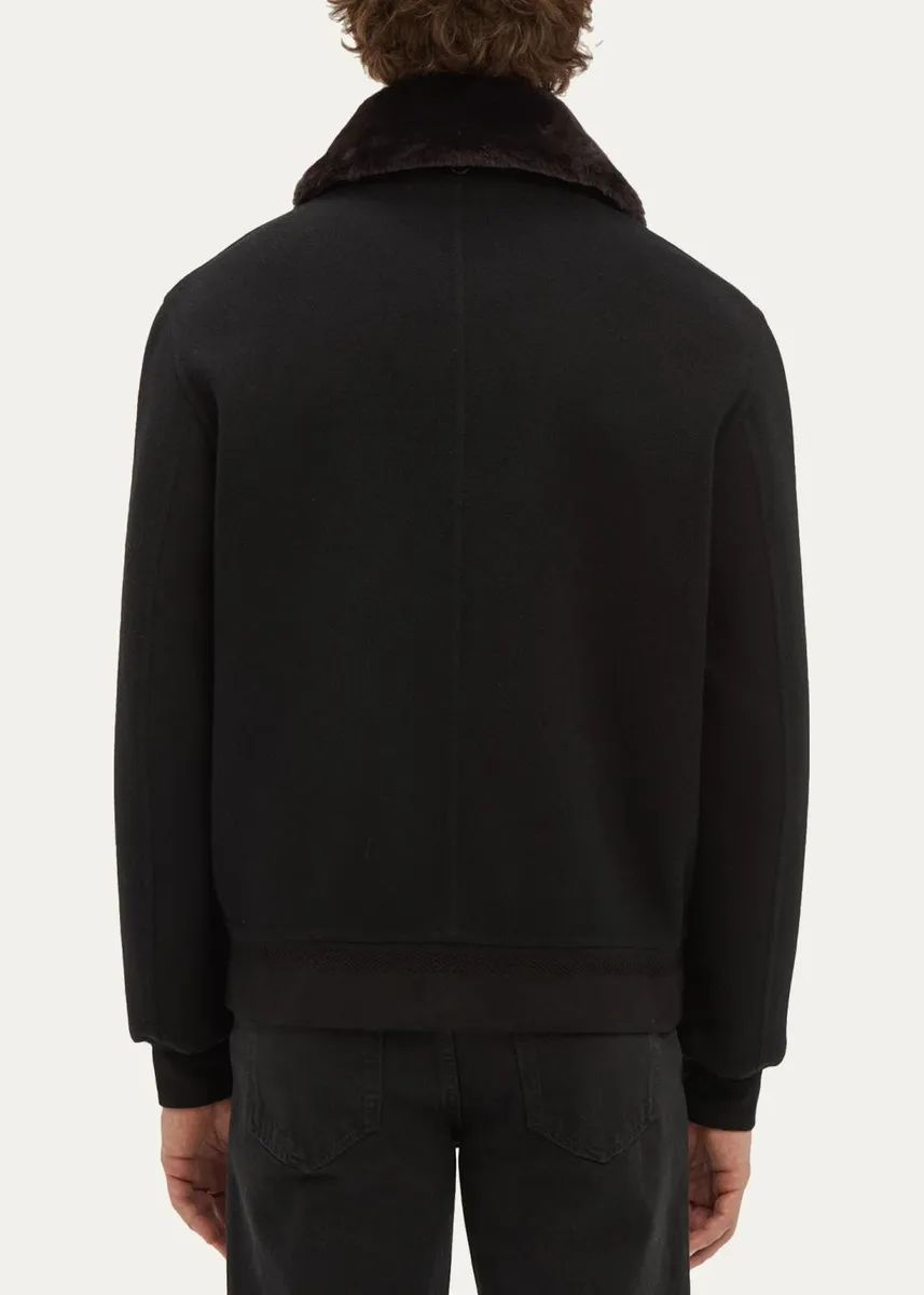 Gabriela Hearst James Faux-Fur Collar Cashmere Bomber Jacket | Thumbnail 3 Gabriela Hearst James Faux-Fur Collar Cashmere Bomber Jacket | Thumbnail 3