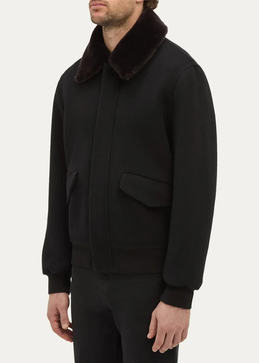 Gabriela Hearst James Faux-Fur Collar Cashmere Bomber Jacket | Thumbnail 4 Gabriela Hearst James Faux-Fur Collar Cashmere Bomber Jacket | Thumbnail 4