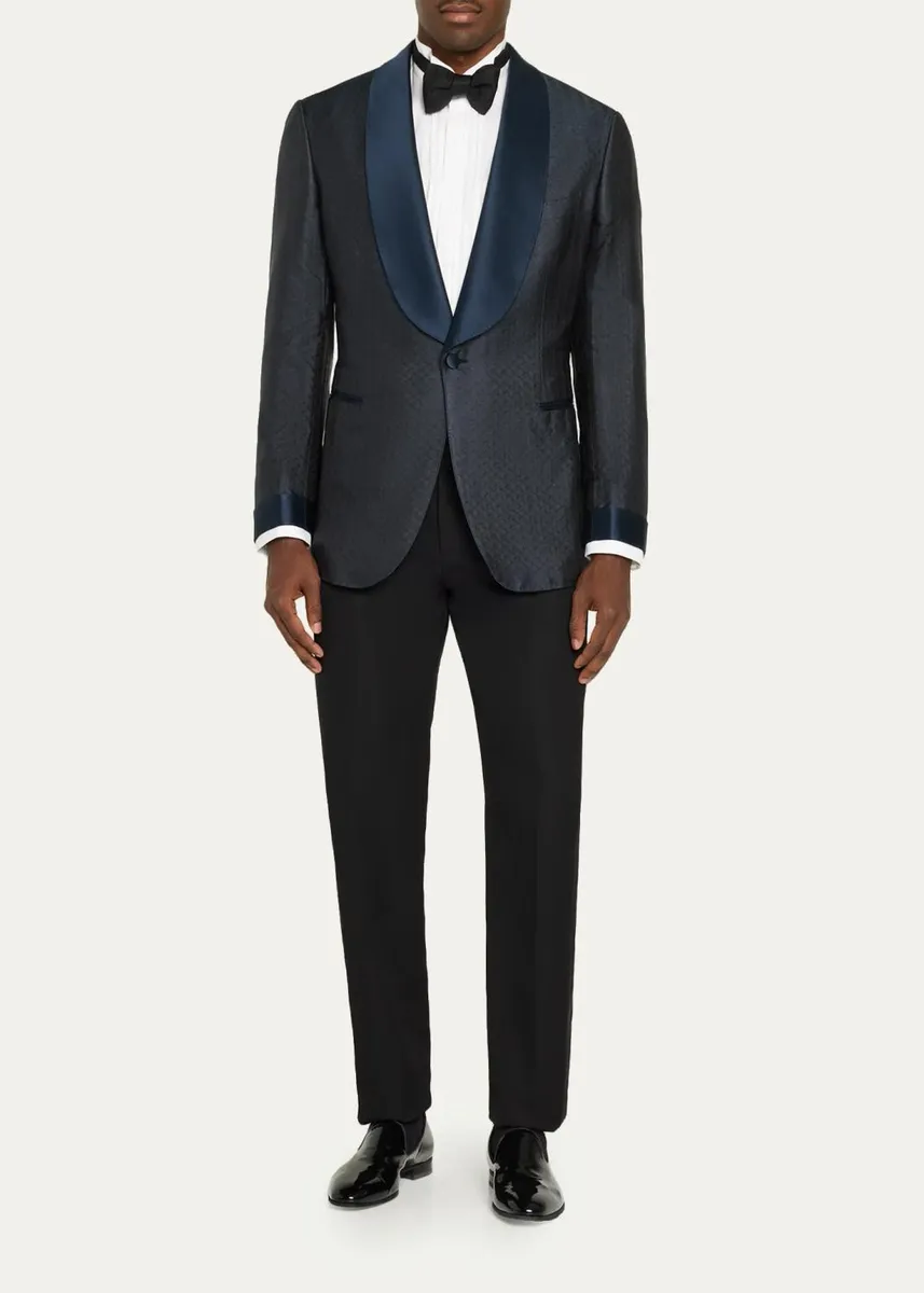 Brioni Men's Wool Jacquard Shawl-Lapel Single-Button Dinner Jacket | Thumbnail 2 Brioni Men's Wool Jacquard Shawl-Lapel Single-Button Dinner Jacket | Thumbnail 2