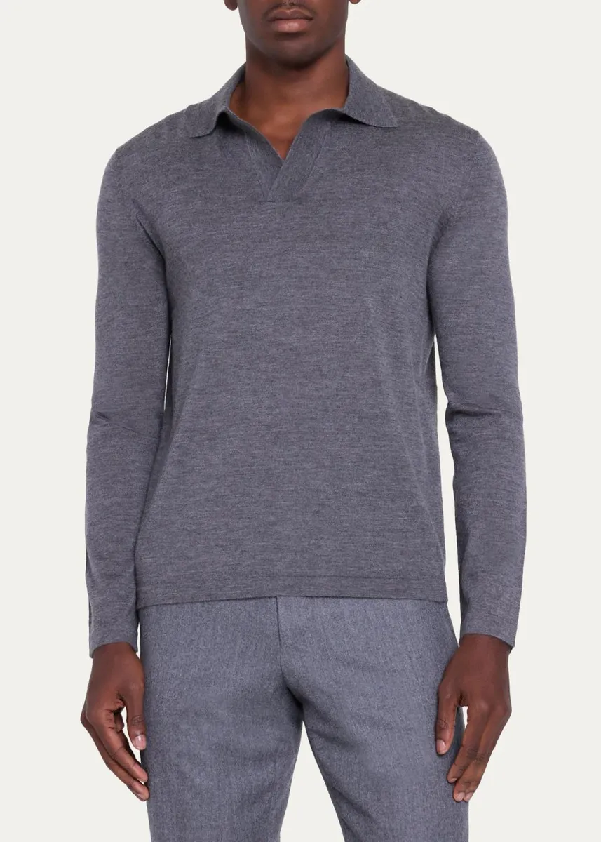 Gabriela Hearst Men's Frome Cashmere Polo Shirt | Thumbnail 4 Gabriela Hearst Men's Frome Cashmere Polo Shirt | Thumbnail 4