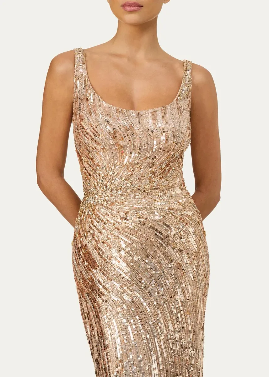 Jenny Packham Solaris Sequined Sleeveless Column Gown | Thumbnail 4 Jenny Packham Solaris Sequined Sleeveless Column Gown | Thumbnail 4