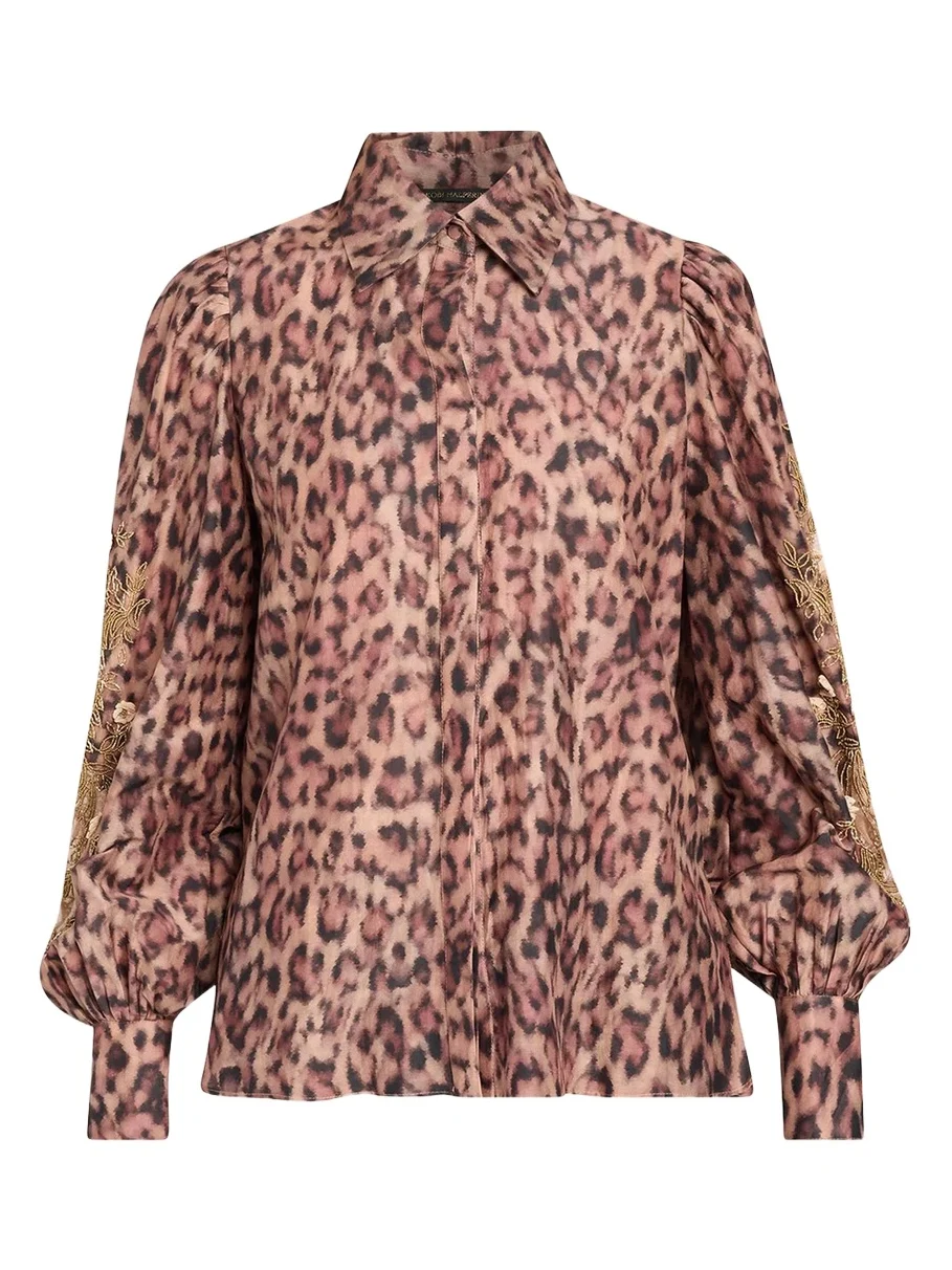 Lizzie Beaded Animal-Print Blouse Lizzie Beaded Animal-Print Blouse