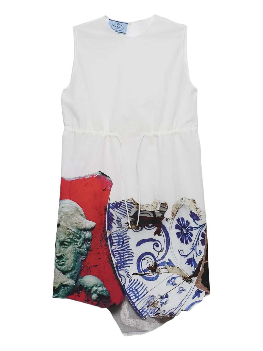 Mixed-Print Cotton-Blend Drawstring Mini Dress Mixed-Print Cotton-Blend Drawstring Mini Dress