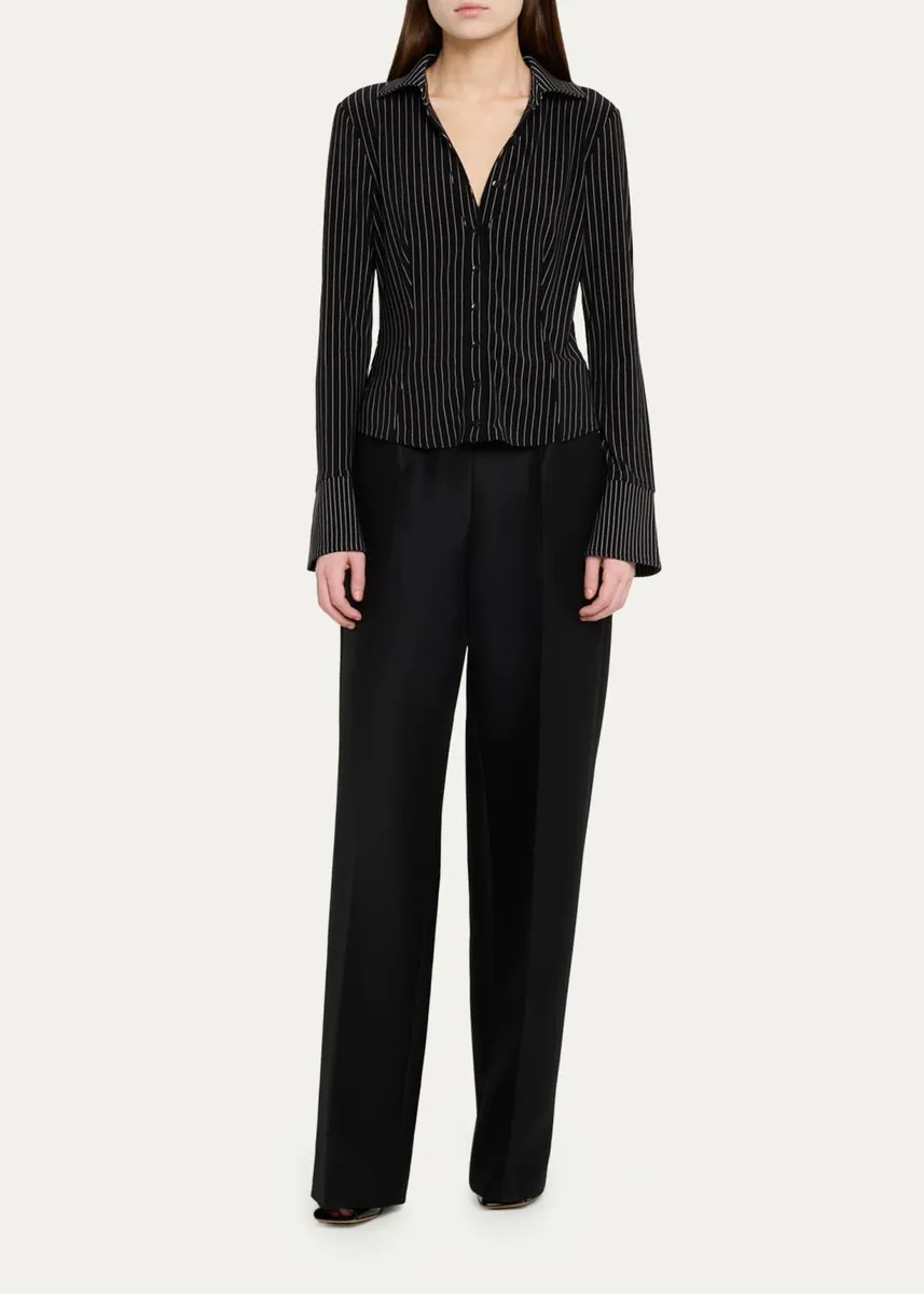 Alice + Olivia Freya Fitted Button-Front Shirt | Thumbnail 2