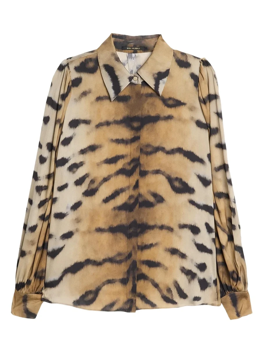 Davis Animal-Print Silk-Blend Blouse Davis Animal-Print Silk-Blend Blouse