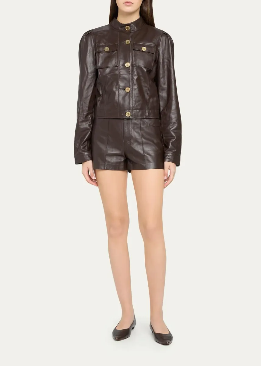 Ramy Brook Aurea Leather Shorts | Thumbnail 2