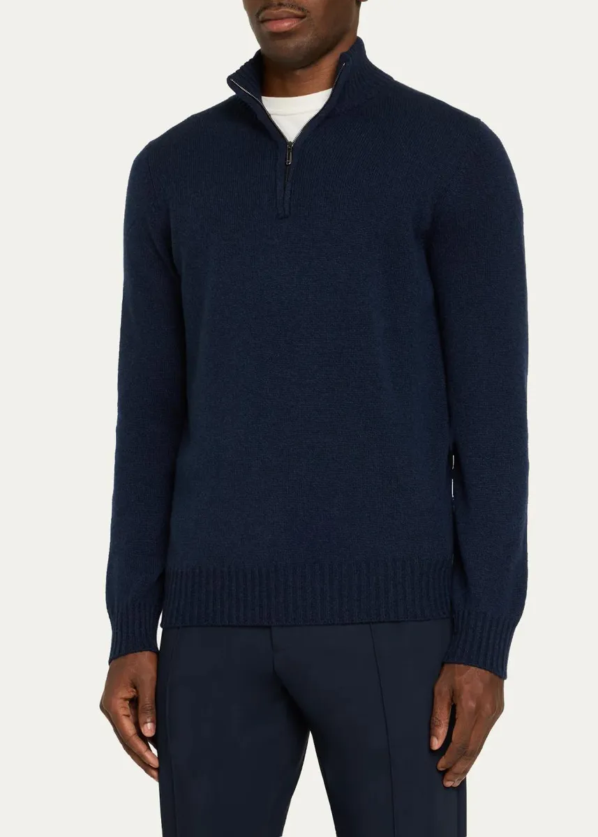 Cesare Attolini Men's Cashmere Half-Zip Sweater | Thumbnail 4 Cesare Attolini Men's Cashmere Half-Zip Sweater | Thumbnail 4