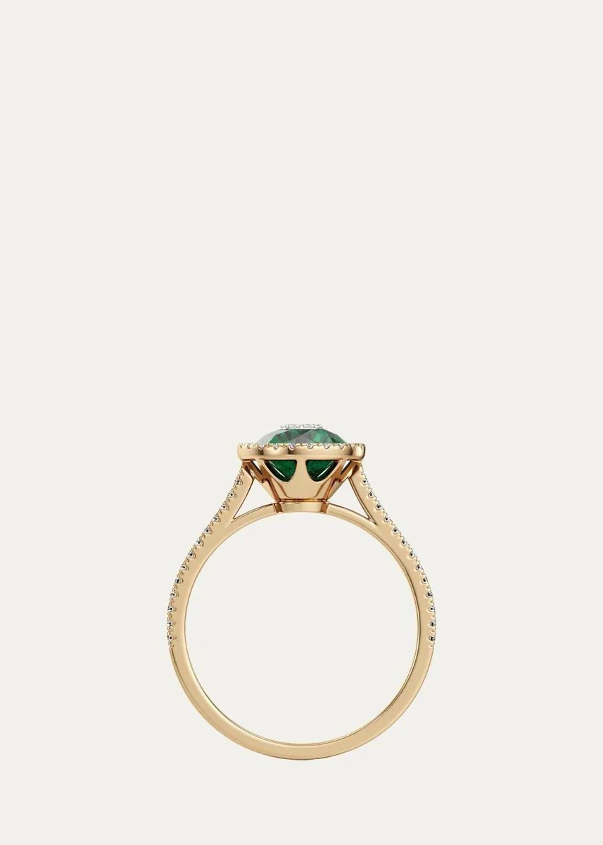 Bhansali 18K Yellow Gold 7mm Diamond and Emerald Fusion Ring with Halo | Thumbnail 2 Bhansali 18K Yellow Gold 7mm Diamond and Emerald Fusion Ring with Halo | Thumbnail 2