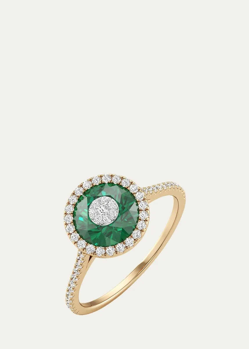 Bhansali 18K Yellow Gold 7mm Diamond and Emerald Fusion Ring with Halo | Thumbnail 3 Bhansali 18K Yellow Gold 7mm Diamond and Emerald Fusion Ring with Halo | Thumbnail 3