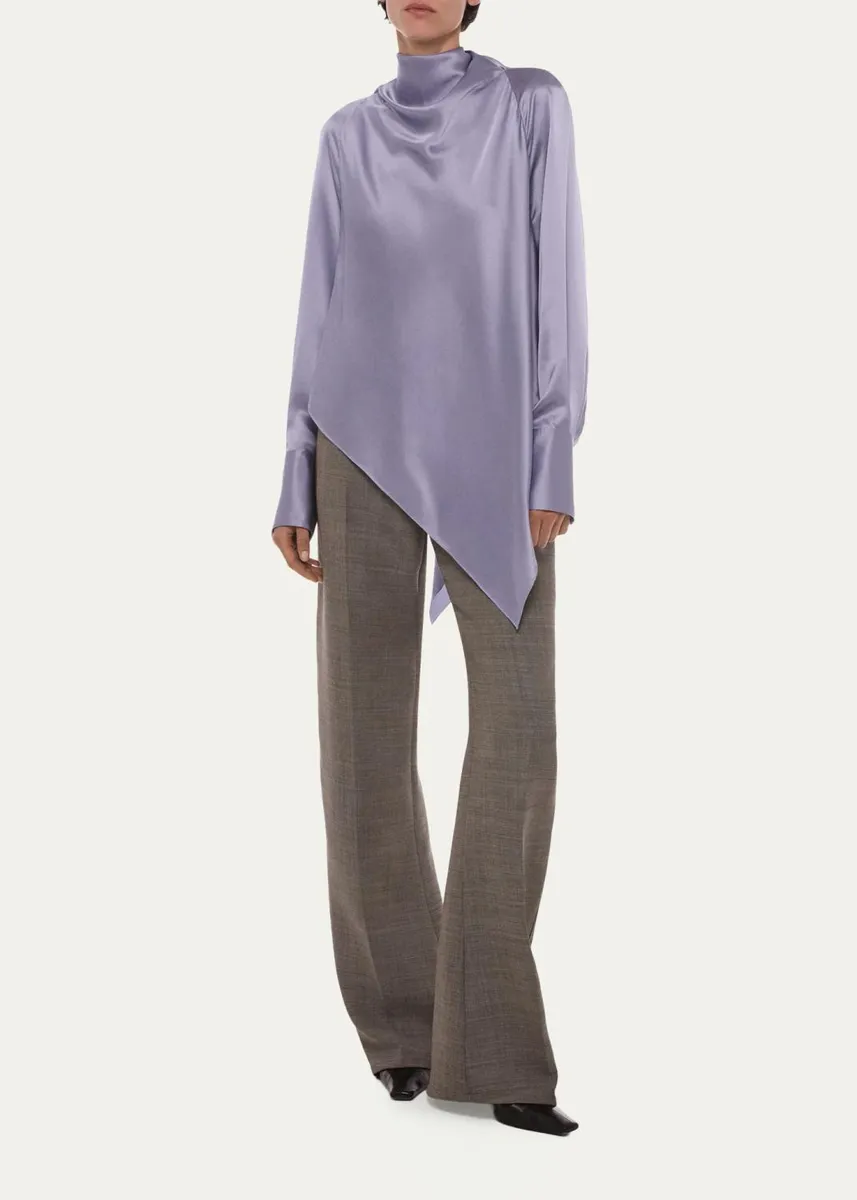 Helmut Lang Silk Long-Sleeve Tieneck Top | Thumbnail 2 Helmut Lang Silk Long-Sleeve Tieneck Top | Thumbnail 2