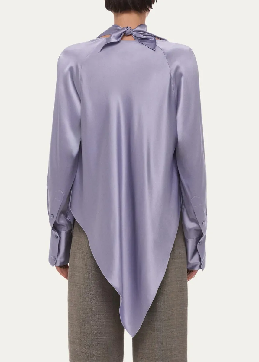 Helmut Lang Silk Long-Sleeve Tieneck Top | Thumbnail 3 Helmut Lang Silk Long-Sleeve Tieneck Top | Thumbnail 3