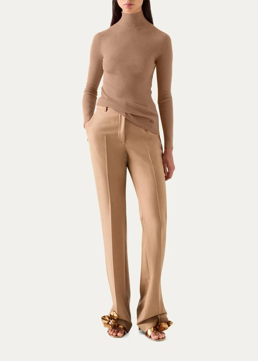 Akris Cashmere-Silk Fine Rib Mock-Neck Seamless Sweater | Thumbnail 2 Akris Cashmere-Silk Fine Rib Mock-Neck Seamless Sweater | Thumbnail 2