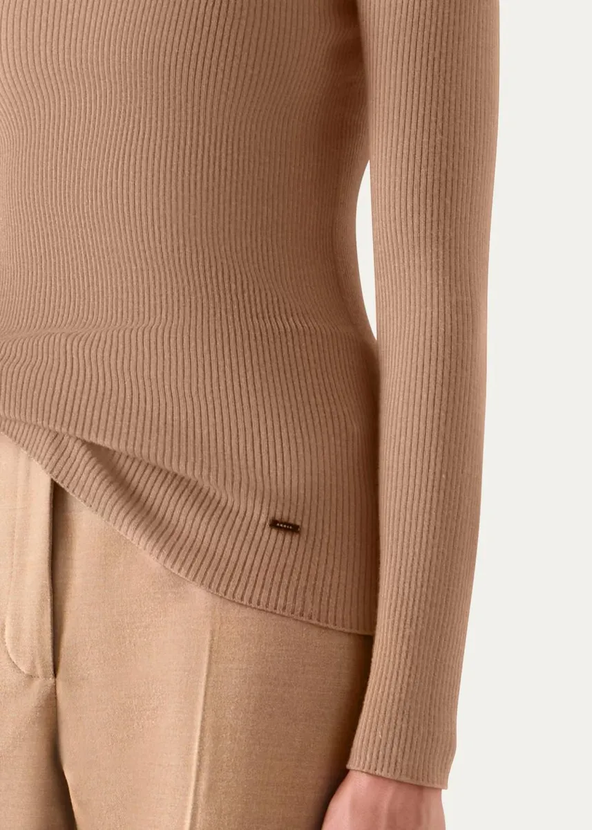 Akris Cashmere-Silk Fine Rib Mock-Neck Seamless Sweater | Thumbnail 5 Akris Cashmere-Silk Fine Rib Mock-Neck Seamless Sweater | Thumbnail 5