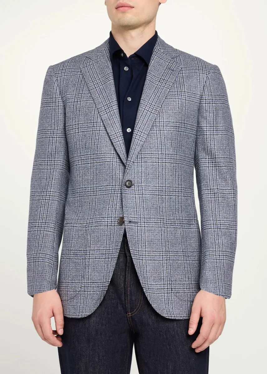 Cesare Attolini Men's Plaid Cashmere Jacket | Thumbnail 4 Cesare Attolini Men's Plaid Cashmere Jacket | Thumbnail 4