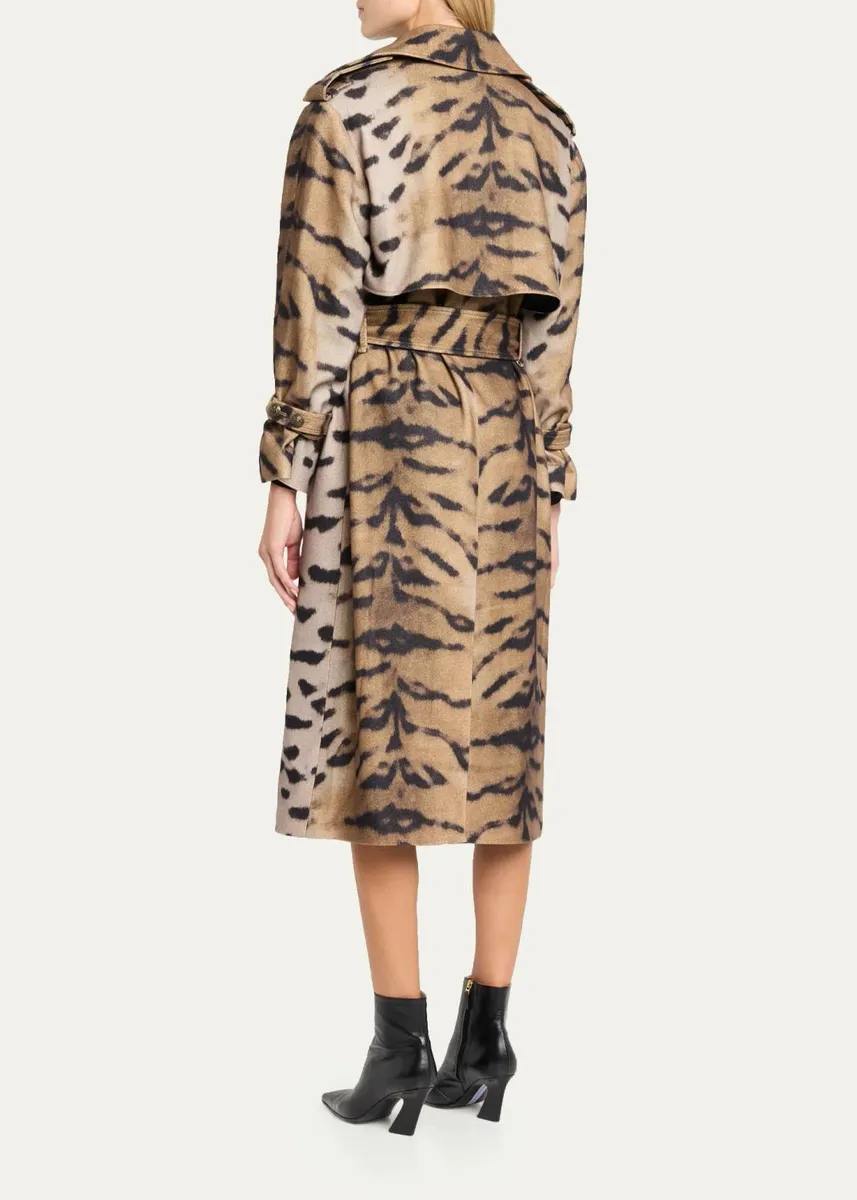 Kobi Halperin Nicole Tiger-Print Wool Trench Coat | Thumbnail 3 Kobi Halperin Nicole Tiger-Print Wool Trench Coat | Thumbnail 3