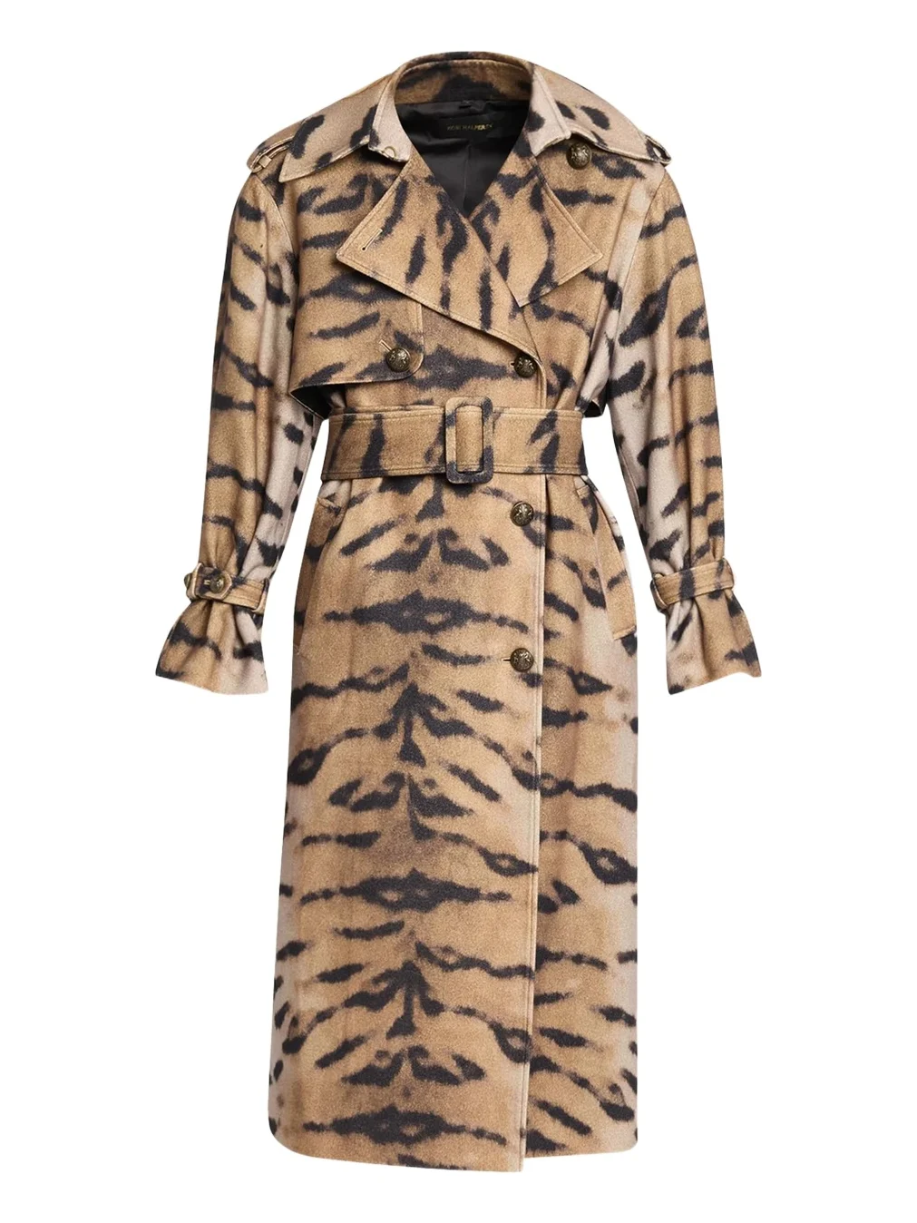 Kobi Halperin Nicole Tiger-Print Wool Trench Coat