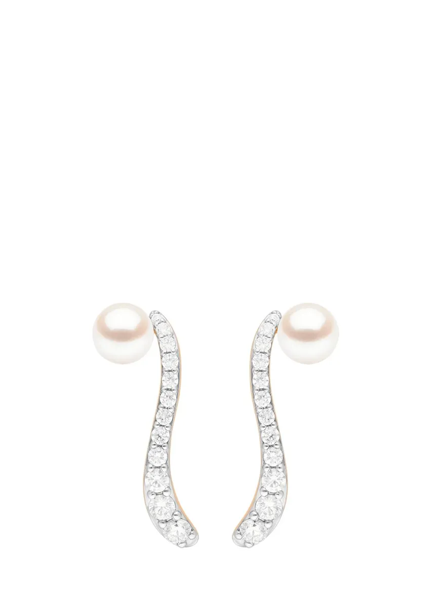 Marie Mas 18K Ray Pearl and Diamond Earrings | Thumbnail 4 Marie Mas 18K Ray Pearl and Diamond Earrings | Thumbnail 4