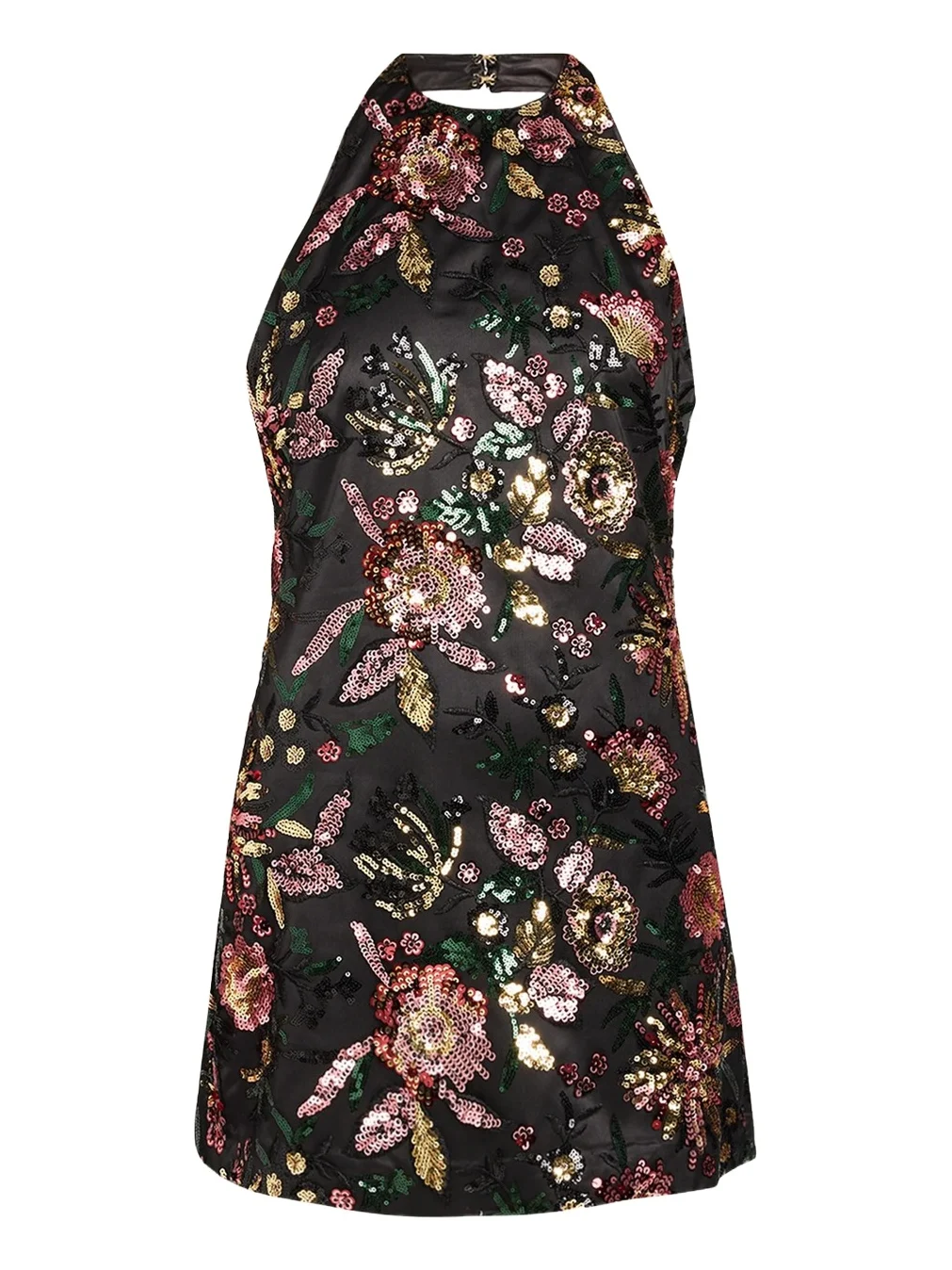 Eva Floral Sequined Halterneck Mini Dress