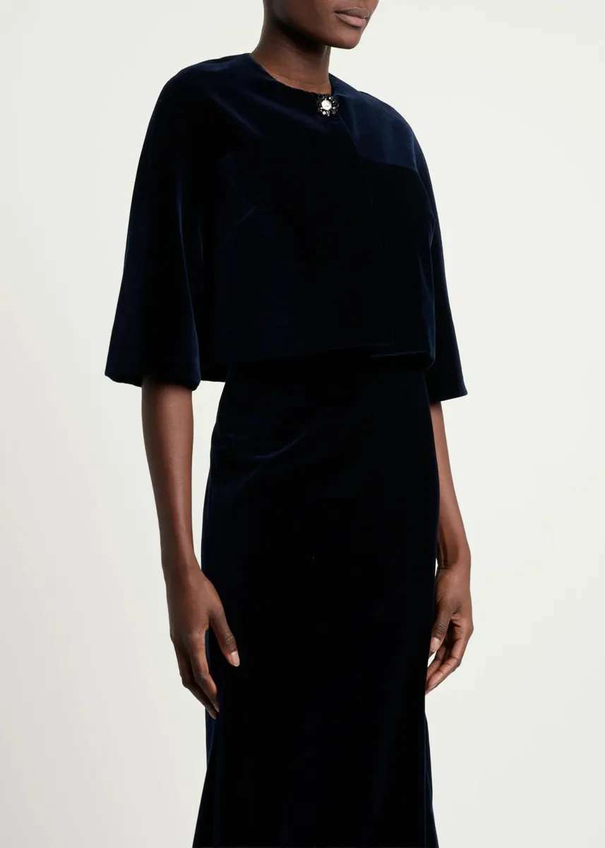 Erdem Embellished Velvet Elbow-Sleeve Bolero Jacket | Thumbnail 4 Erdem Embellished Velvet Elbow-Sleeve Bolero Jacket | Thumbnail 4