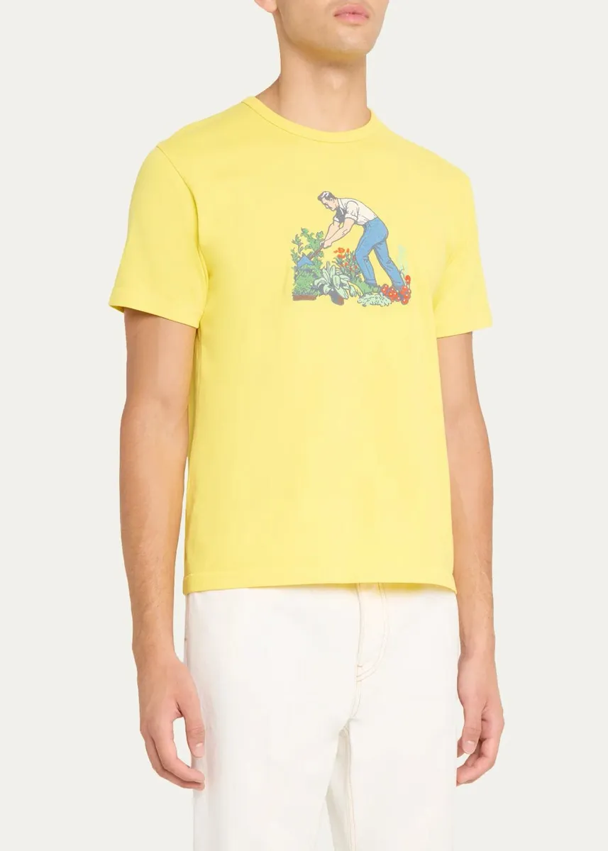JW Anderson Men's Gardener Graphic Cotton T-Shirt | Thumbnail 4