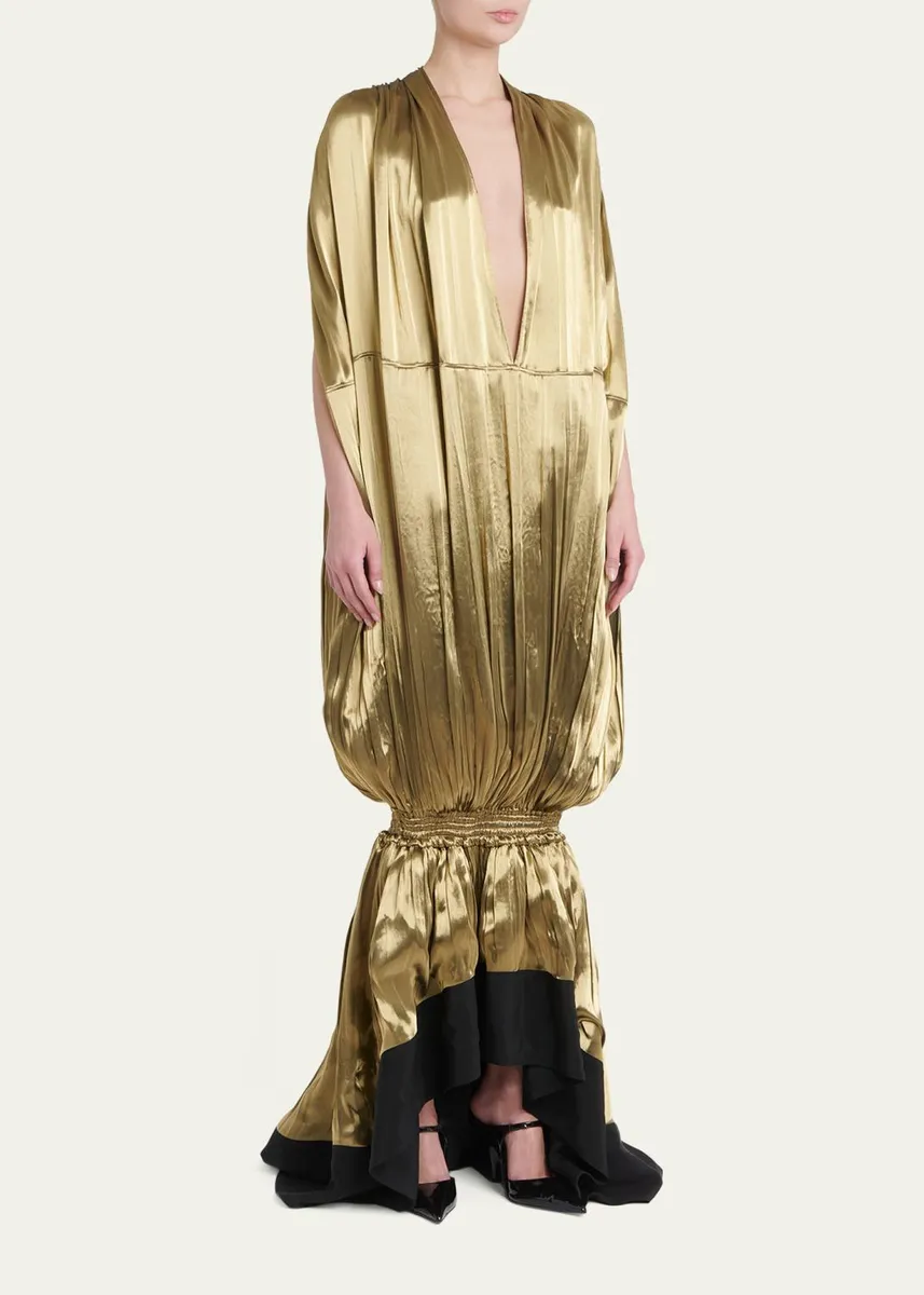 Ferragamo Plunging Fluid Lamé Balloon Mermaid Gown | Thumbnail 4 Ferragamo Plunging Fluid Lamé Balloon Mermaid Gown | Thumbnail 4