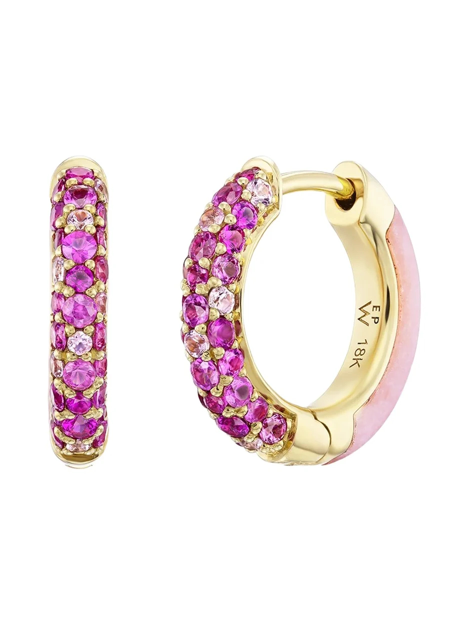 Emily P. Wheeler Baby Duet 18K Yellow Gold, Sapphire & Opal Hoop Earrings