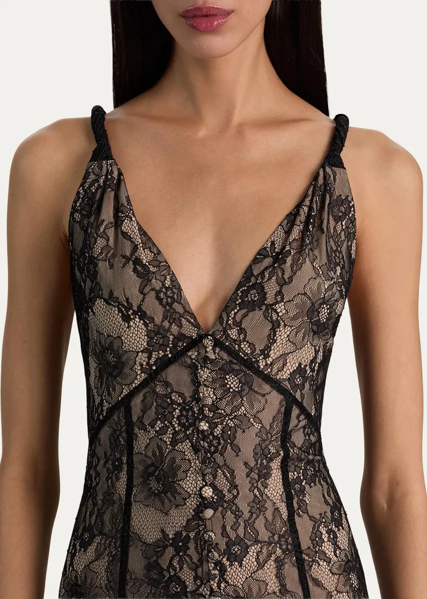 Alice + Olivia Alana Twist Strap Lace Godet Maxi Dress | Thumbnail 5