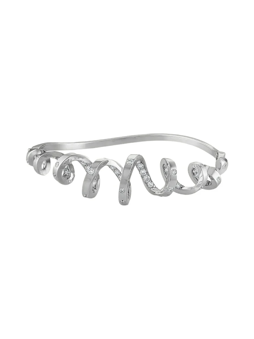 Ruban 18K White Gold Diamond Narrow Bracelet