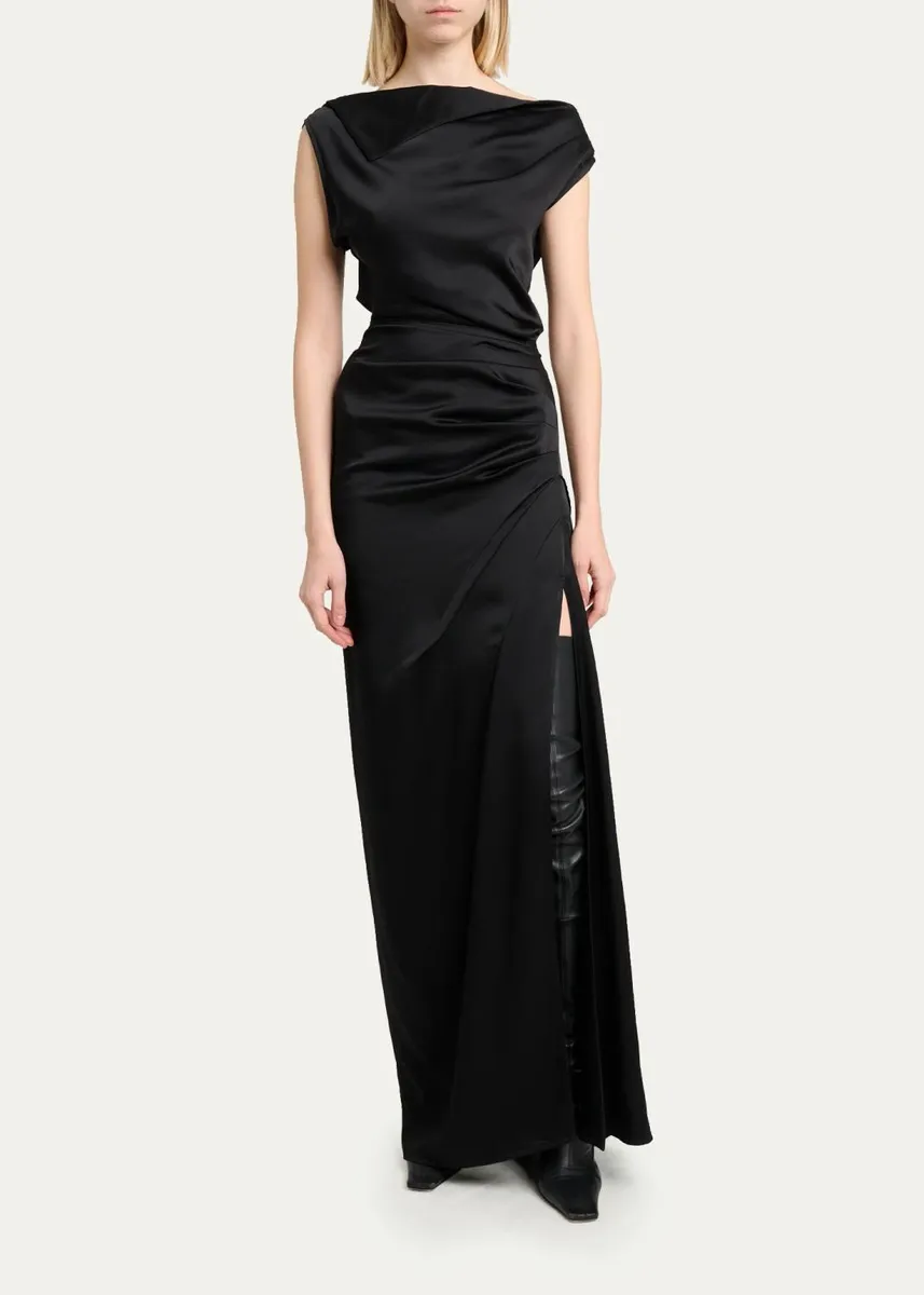 Proenza Schouler Isaline Draped Satin Off-The-Shoulder Column Maxi Dress | Thumbnail 2 Proenza Schouler Isaline Draped Satin Off-The-Shoulder Column Maxi Dress | Thumbnail 2