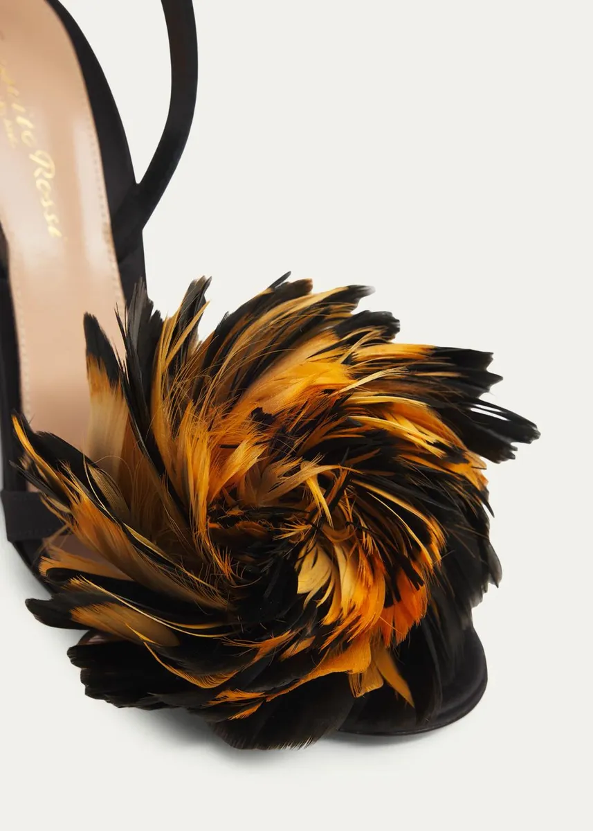 Gianvito Rossi 95mm Pom-Pom Crepe Satin Slingback Sandals | Thumbnail 3 Gianvito Rossi 95mm Pom-Pom Crepe Satin Slingback Sandals | Thumbnail 3