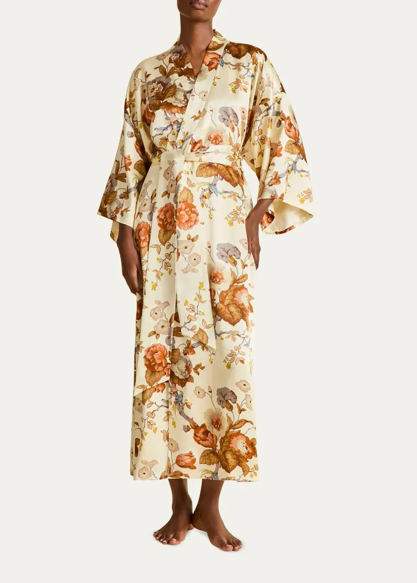 Olivia von Halle Queenie Floral-Print Silk Robe | Thumbnail 2 Olivia von Halle Queenie Floral-Print Silk Robe | Thumbnail 2