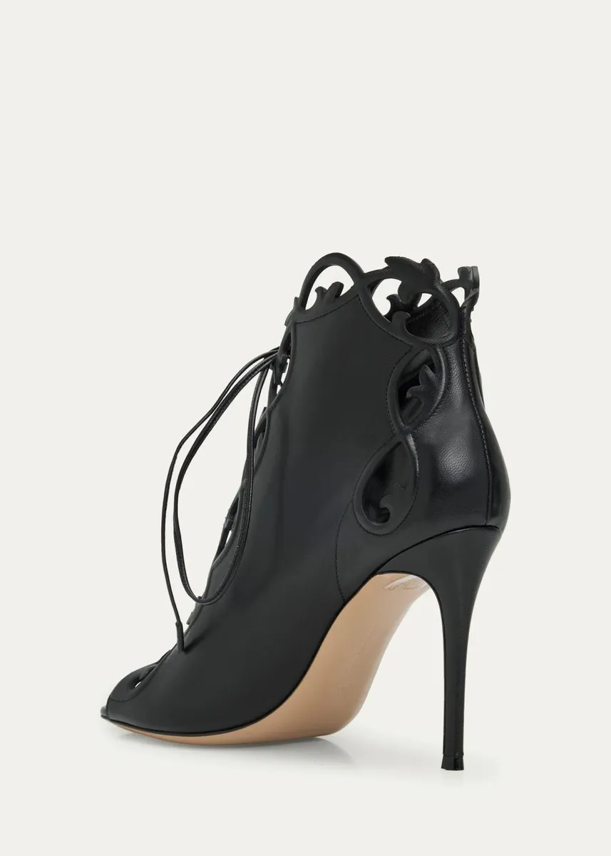 Gianvito Rossi 95mm Nappa Leather Lace-Up Booties | Thumbnail 4