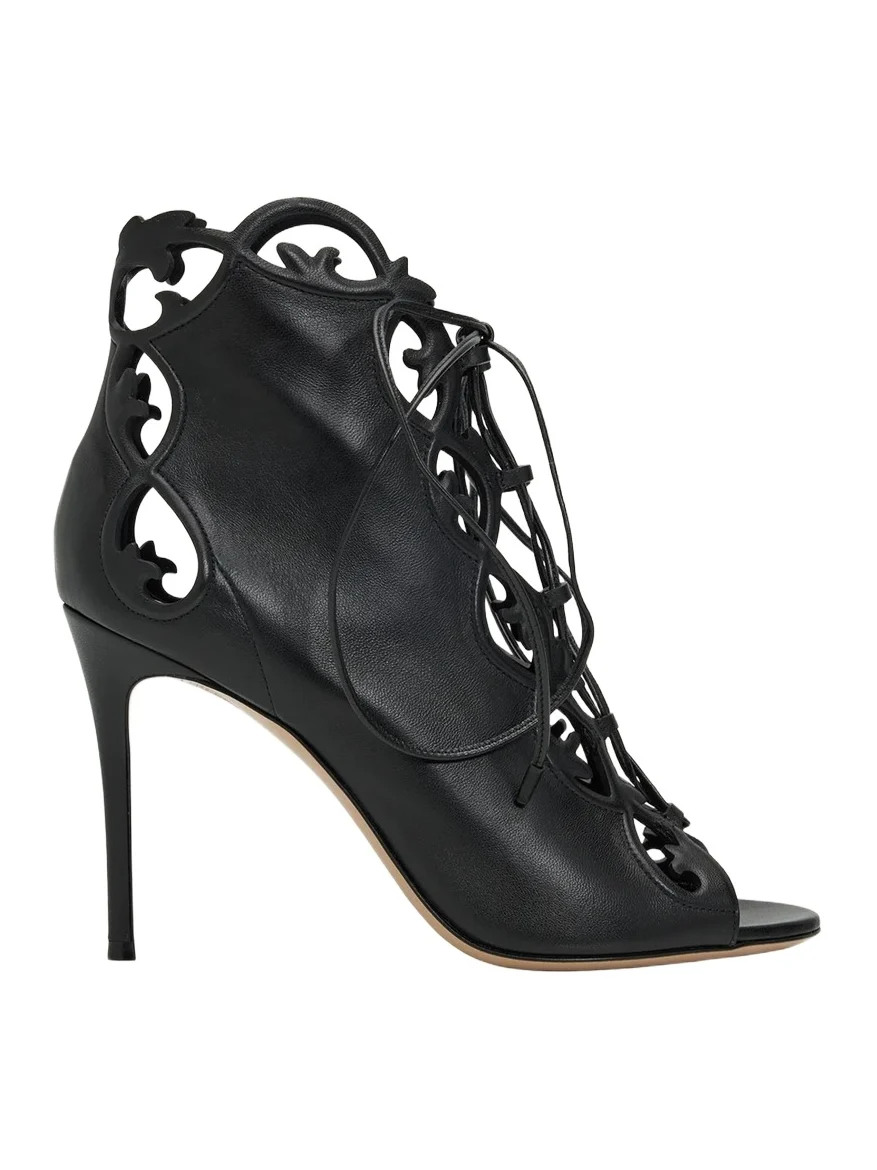 Gianvito Rossi 95mm Nappa Leather Lace-Up Booties