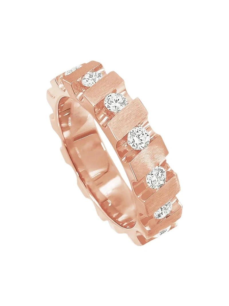 Nexus 18K Rose Gold Alternating Diamond Narrow Band