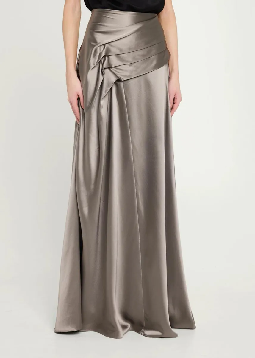 Heirlome Yvonne Pleat Draped Crepe Back Satin Maxi Skirt | Thumbnail 4 Heirlome Yvonne Pleat Draped Crepe Back Satin Maxi Skirt | Thumbnail 4