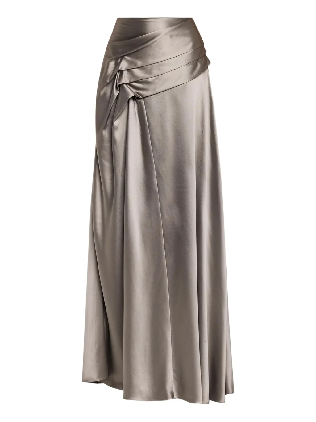 Heirlome Yvonne Pleat Draped Crepe Back Satin Maxi Skirt