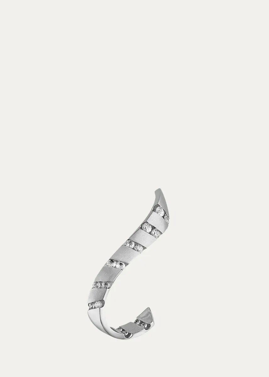 Reza Nexus 18K White Gold Alternating Diamond Cuff Earring, Single, Left Side | Thumbnail 3