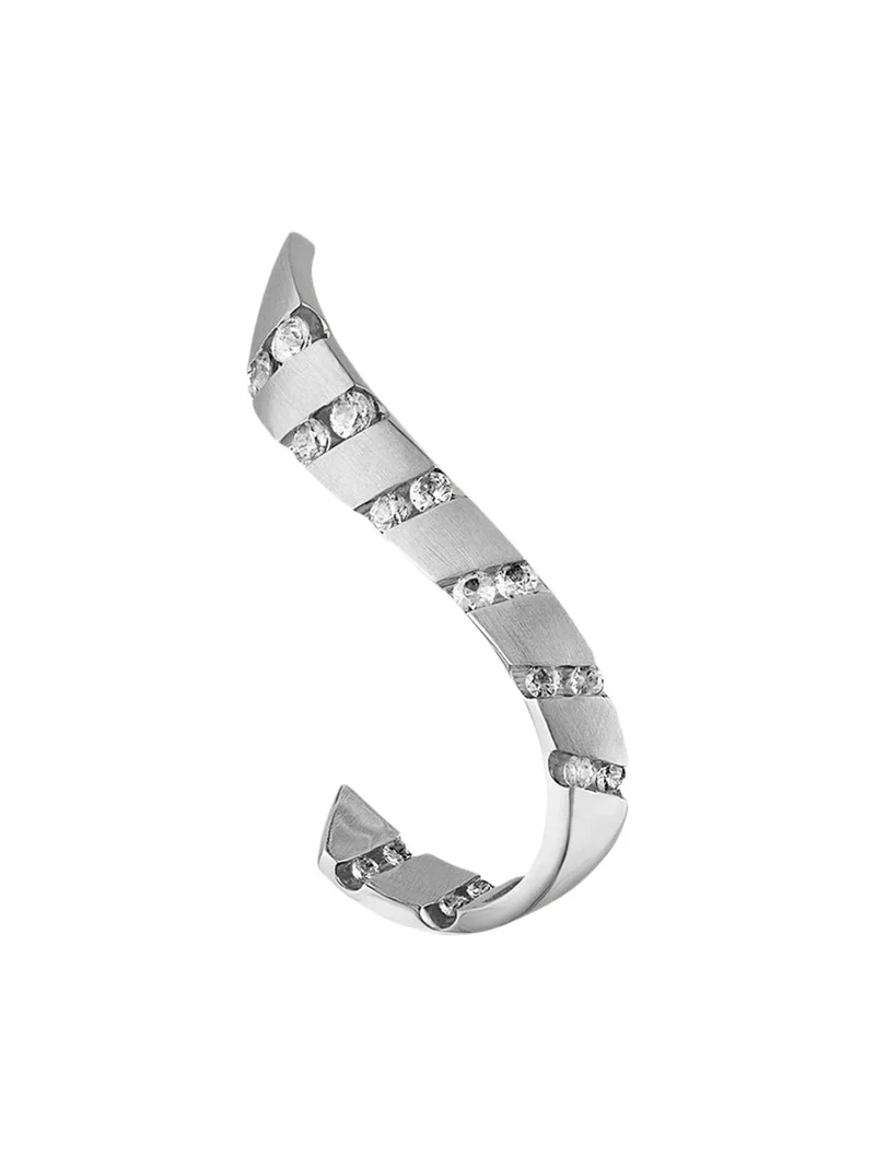 Nexus 18K White Gold Alternating Diamond Cuff Earring, Single, Left Side