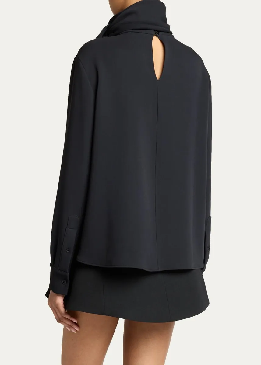 Balenciaga Wool-Silk Top w/ Scarf Tie | Thumbnail 3
