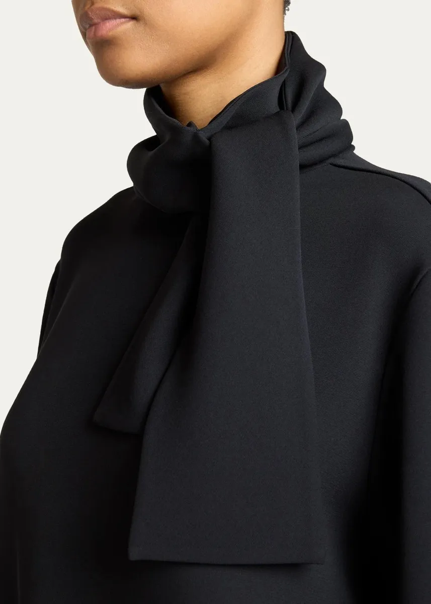 Balenciaga Wool-Silk Top w/ Scarf Tie | Thumbnail 5