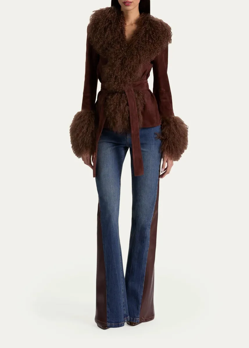 Alice + Olivia SB Faux-Leather Cutout Jeans | Thumbnail 2 Alice + Olivia SB Faux-Leather Cutout Jeans | Thumbnail 2