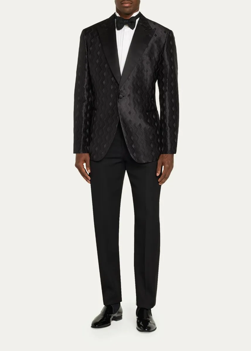 Brioni Men's Wool Jacquard Single-Button Dinner Jacket | Thumbnail 2 Brioni Men's Wool Jacquard Single-Button Dinner Jacket | Thumbnail 2