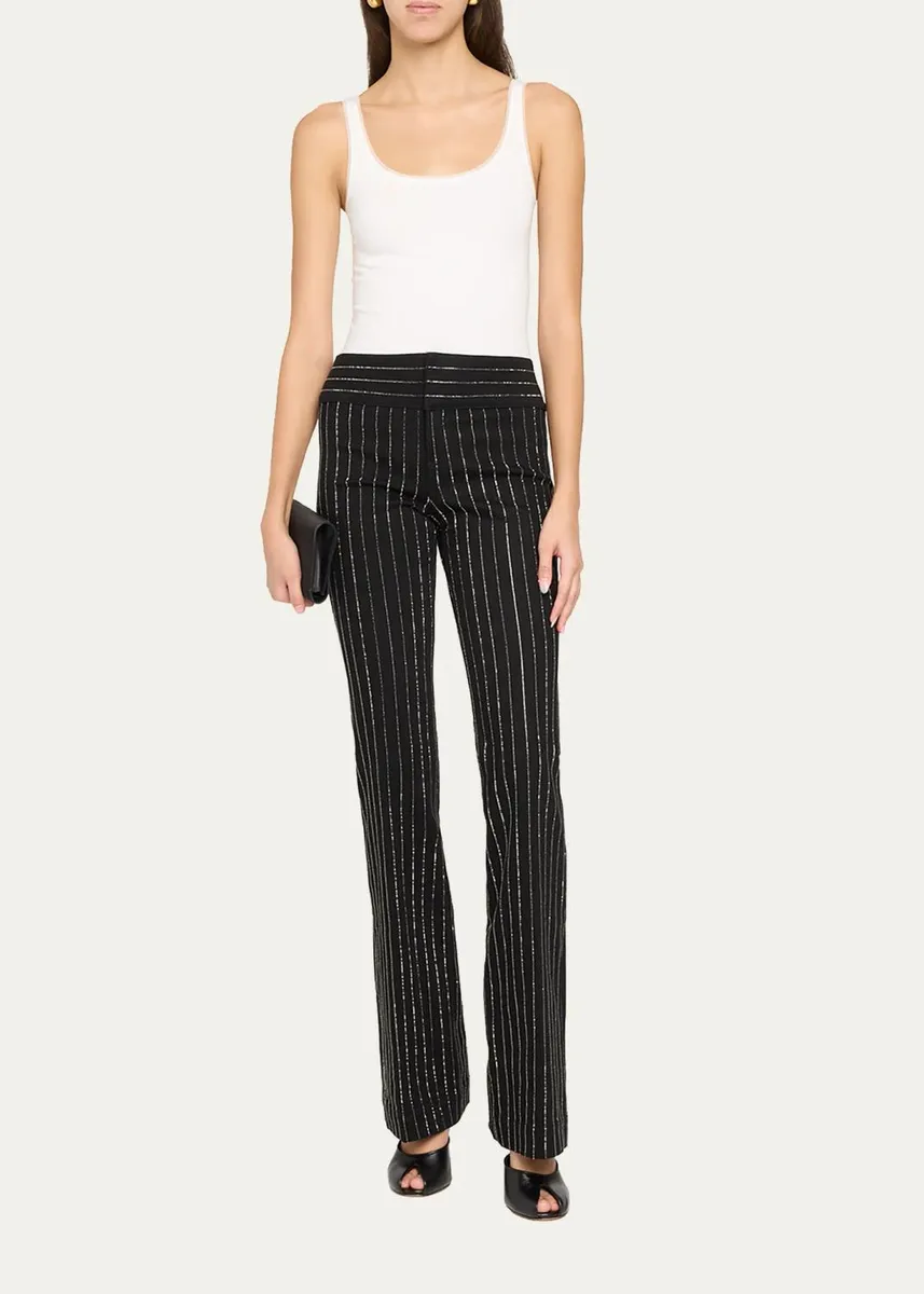 Alice + Olivia Hot Embelleshed Pinstripe Bootcut-Leg Jeans | Thumbnail 2 Alice + Olivia Hot Embelleshed Pinstripe Bootcut-Leg Jeans | Thumbnail 2